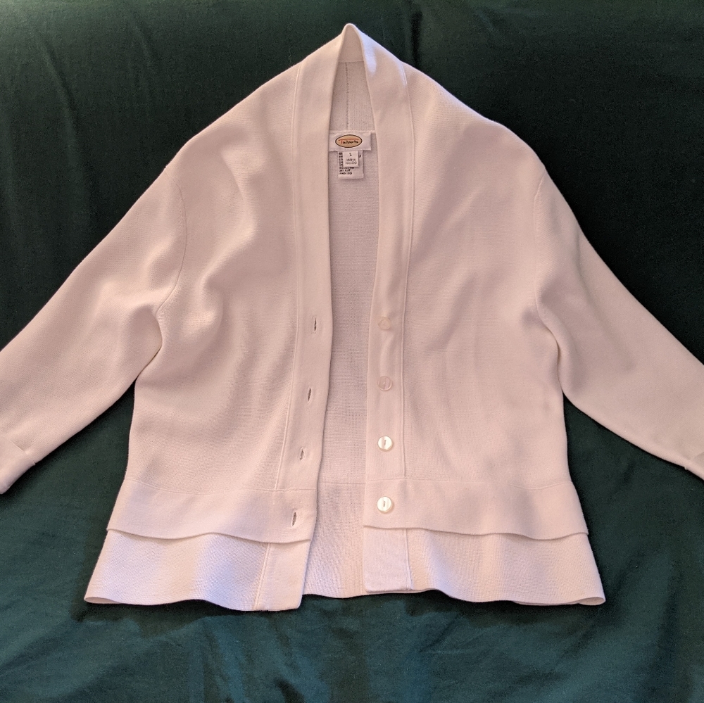 Talbots White Cardigan Sweater, size L